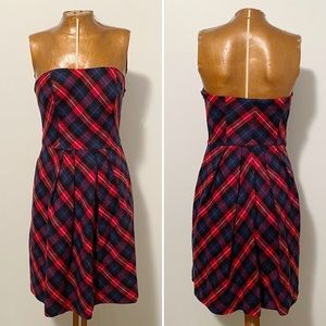 Tommy Hilfiger Tartan Plaid Strapless Dress